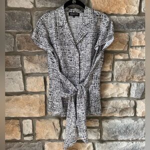 Jones New York 100% Silk Printed Tie Blouse Sz 12